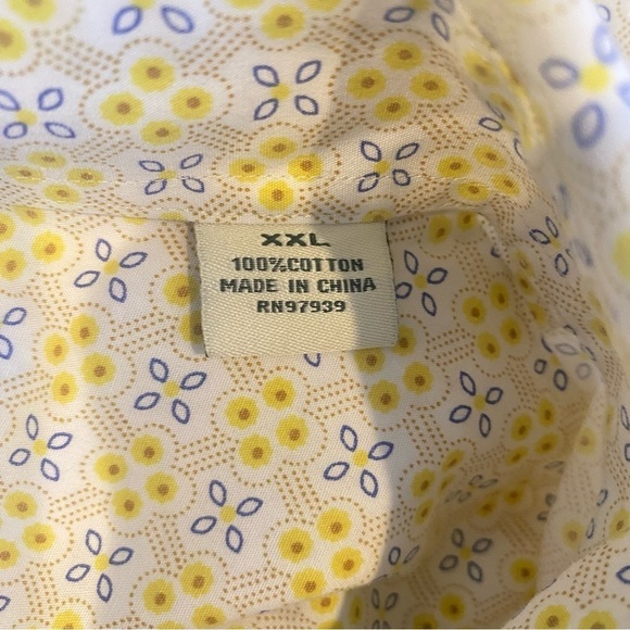 SOUTHERN PINES men size XXL long sleeve button up yellow tan floral casual shirt - Picture 7 of 7